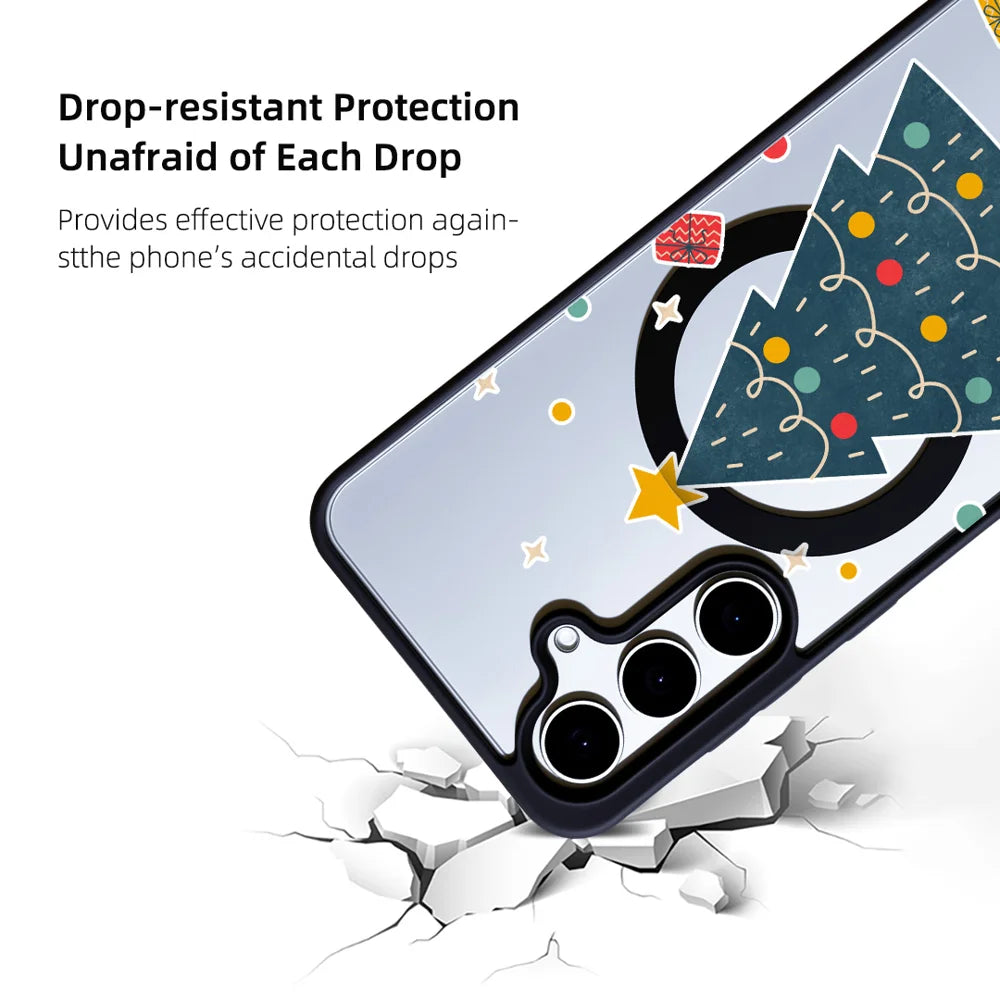EYCASE For Samsung Galaxy S25+ Christmas Series Magnetic Case  Pattern Print TPU + Acrylic Cover - Minimalist Christmas Tree - 3