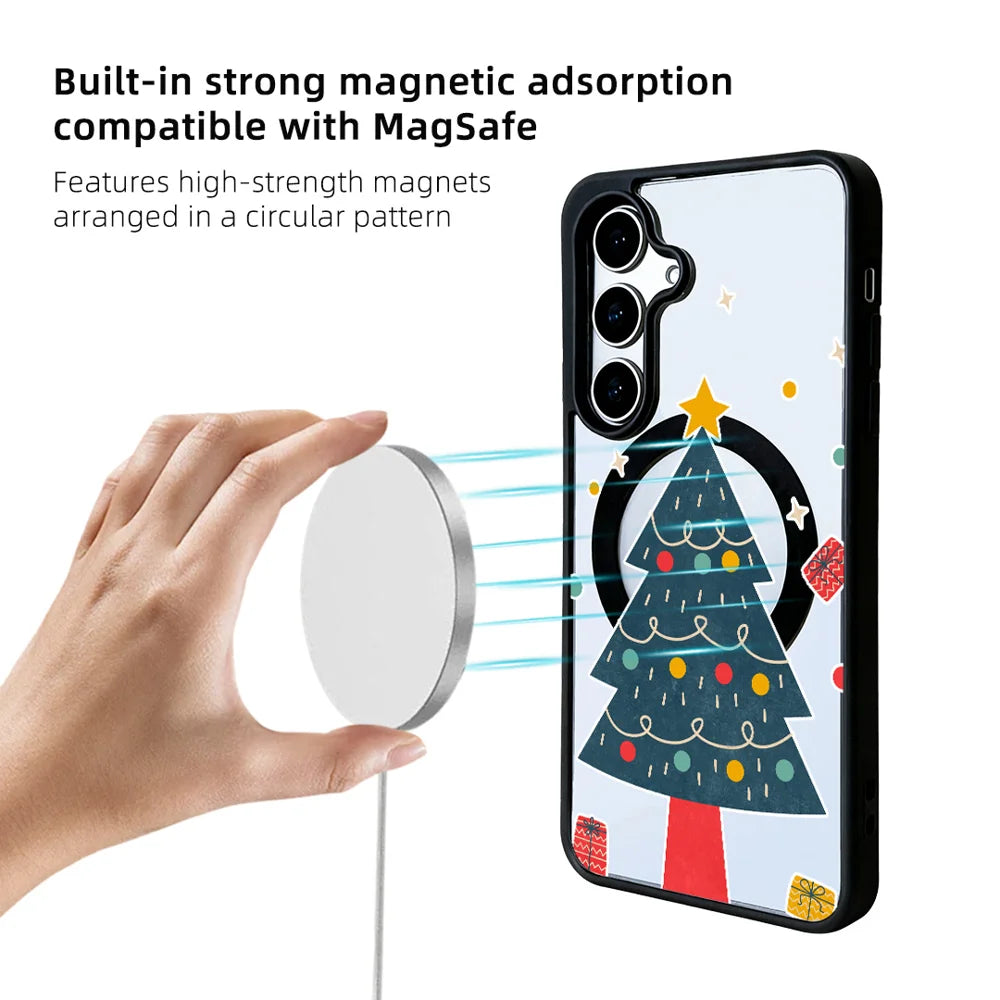 EYCASE For Samsung Galaxy S25+ Christmas Series Magnetic Case  Pattern Print TPU + Acrylic Cover - Minimalist Christmas Tree - 4