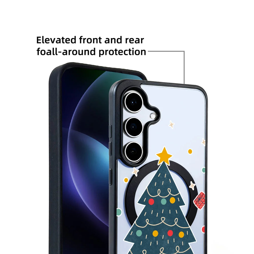 EYCASE For Samsung Galaxy S25+ Christmas Series Magnetic Case  Pattern Print TPU + Acrylic Cover - Minimalist Christmas Tree - 5