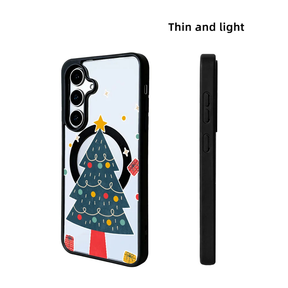EYCASE For Samsung Galaxy S25+ Christmas Series Magnetic Case  Pattern Print TPU + Acrylic Cover - Minimalist Christmas Tree - 6