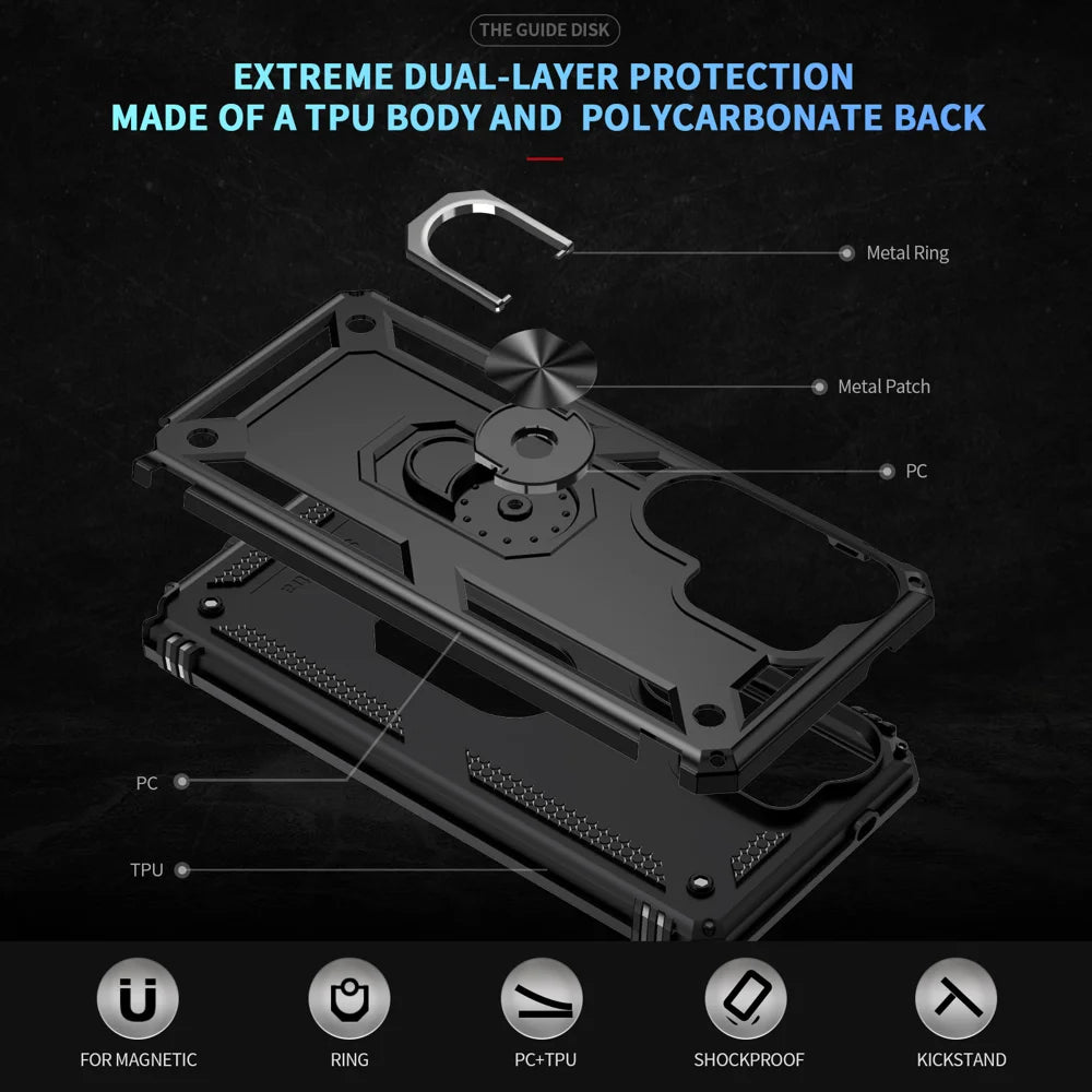 For Samsung Galaxy S26 Ultra Case PC + TPU Phone Cover with Kickstand - Black - 2