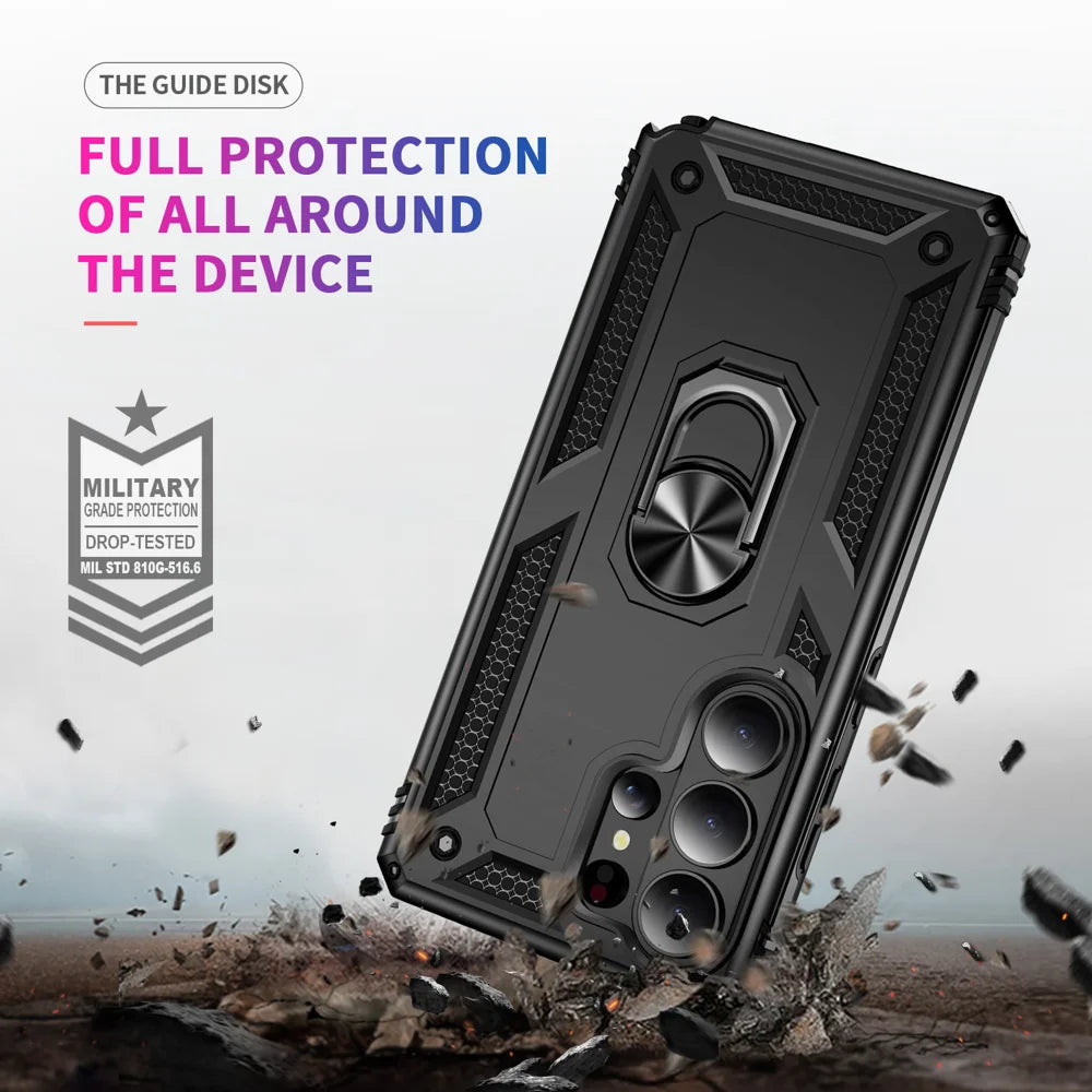 For Samsung Galaxy S26 Ultra Case PC + TPU Phone Cover with Kickstand - Black - 5
