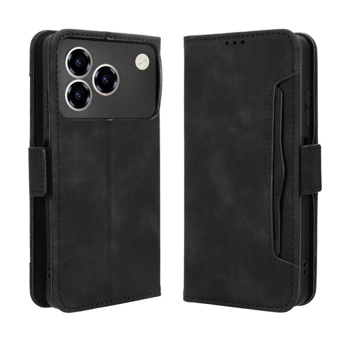 For ZTE Blade A76 4G Leather Case Phone Wallet Cover with Multiple Card Slots - Black - 1