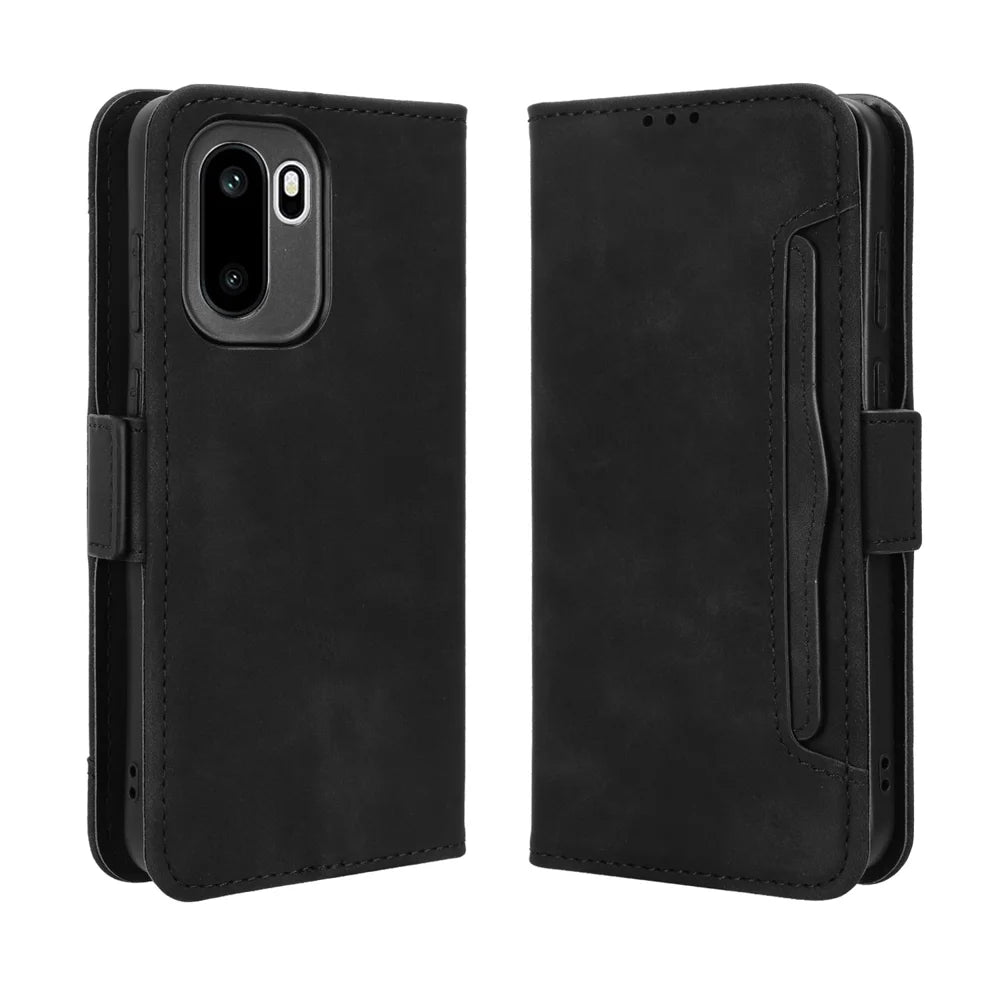 For OnePlus Ace 6 5G / 6T 5G / 15R 5G Leather Case Phone Wallet Cover with Multiple Card Slots - Black - 1