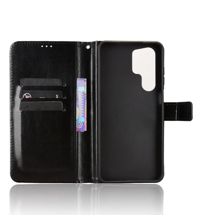 For Oukitel C68 PU Leather Case with Strap Crazy Horse Texture Phone Wallet Cover - Black - 4