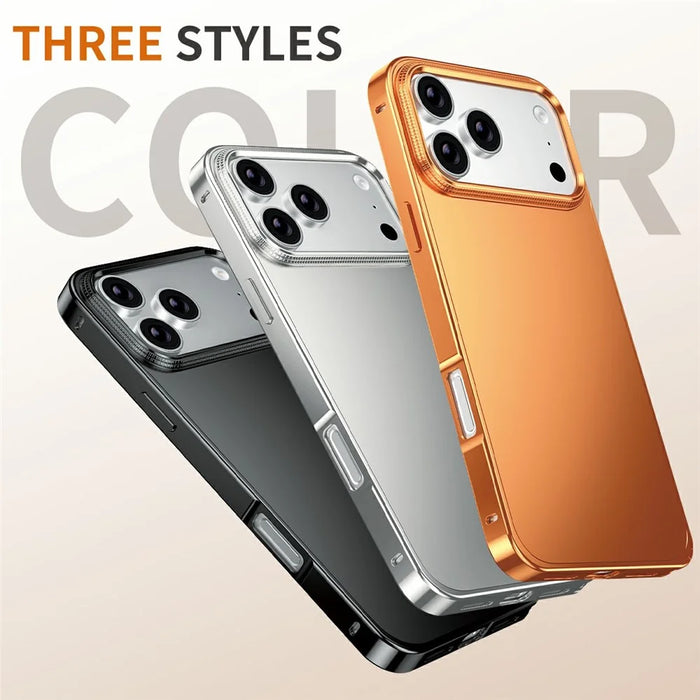 For iPhone 17 Pro Max Case Locking Buckle Alloy Frame Matte PC Back Phone Cover - Orange - 4