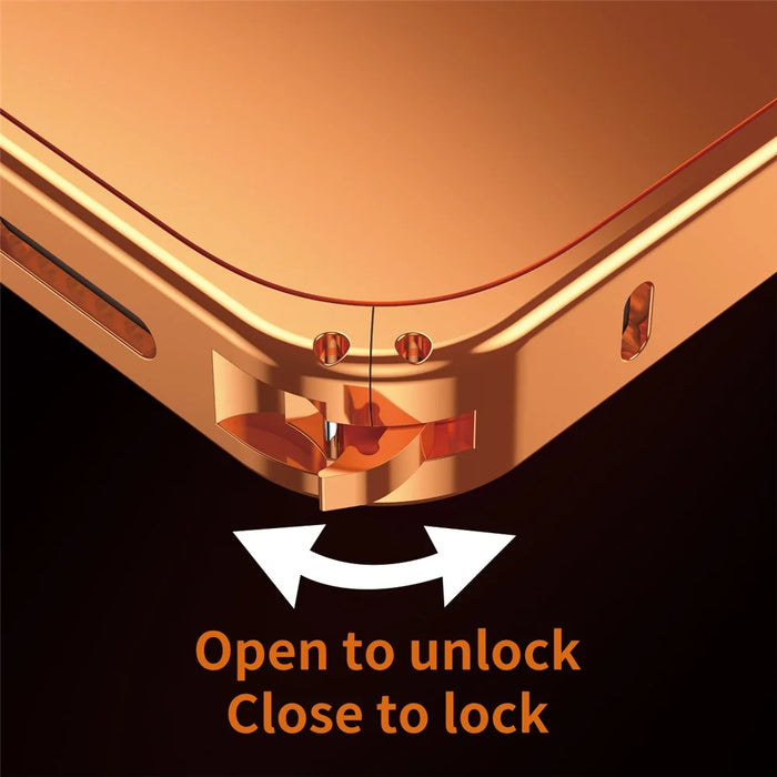 For iPhone 17 Pro Case Locking Buckle Alloy Frame Matte PC Back Phone Cover - Orange - 4