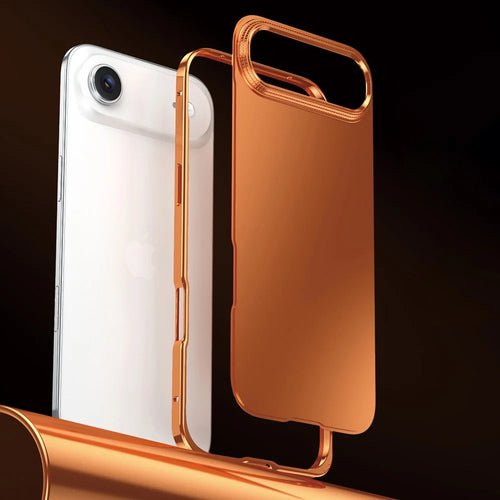 For iPhone Air Case Locking Buckle Alloy Frame Matte PC Back Phone Cover - Orange - 1