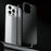 For iPhone 14 Pro Max Case Locking Buckle Alloy Frame Matte PC Back Phone Cover - Black - 1