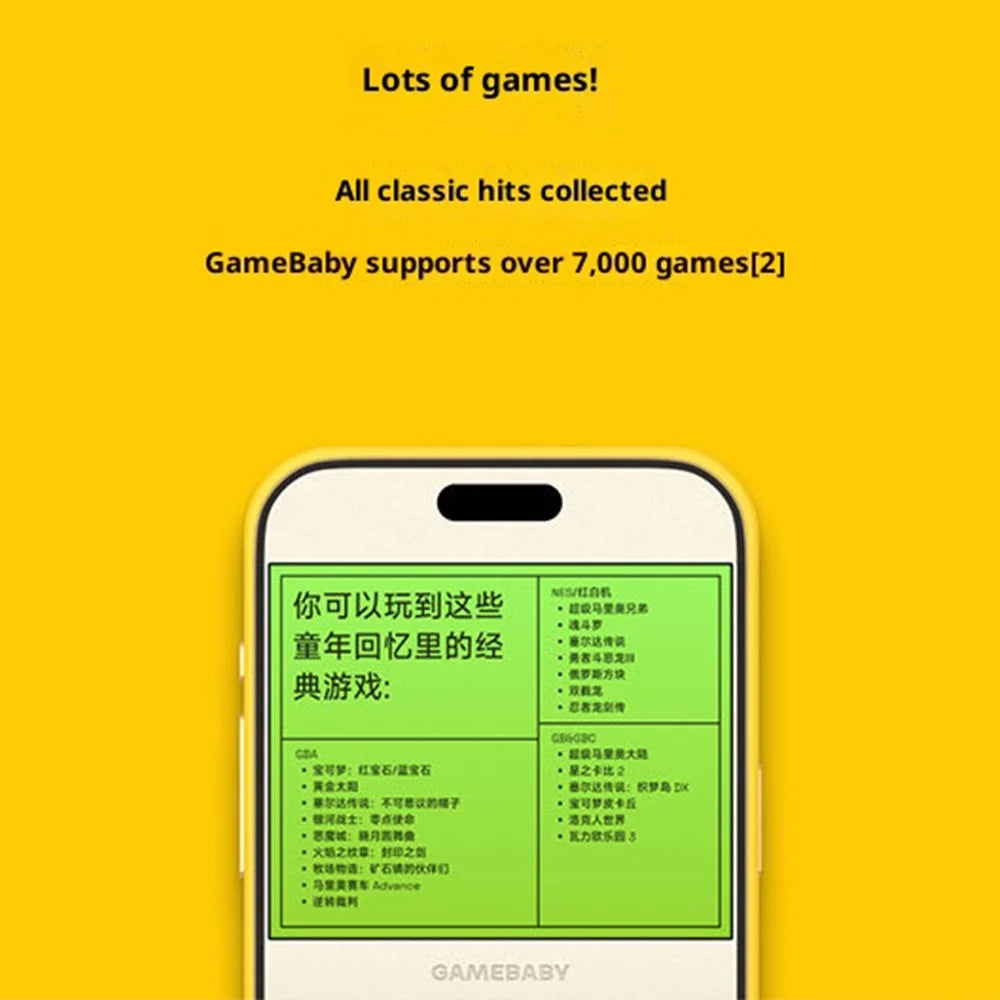 BITMOLAB GAMEBABY For iPhone 17 Pro Max Case Retro Handheld Game Console Design Phone Cover - Yellow + Beige - 6