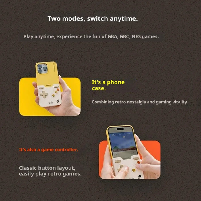BITMOLAB GAMEBABY For iPhone 17 Pro Case Retro Handheld Game Console Design Phone Cover - Yellow + Beige - 2