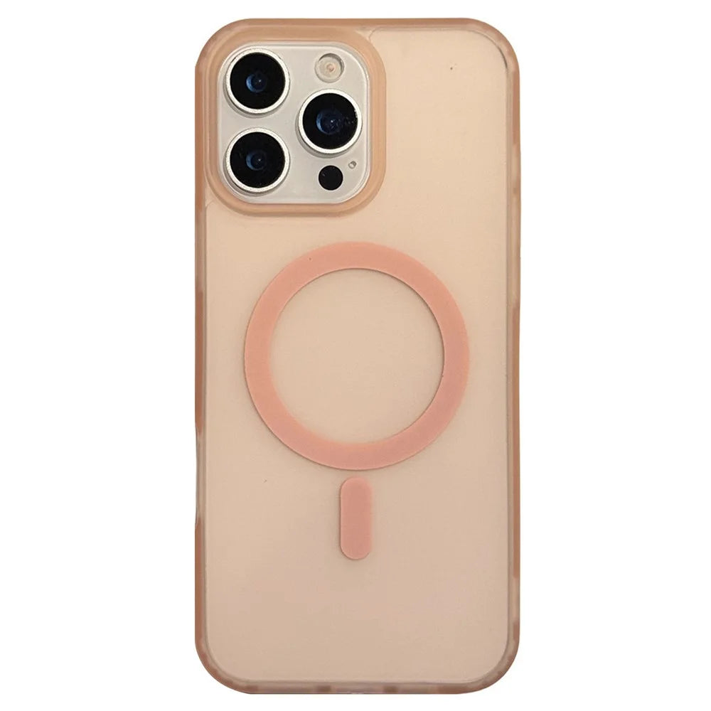 For iPhone 16 Pro Phone Case Compatible with MagSafe TPU PC Skin-Feel Phone Back Cover - Pink - 1