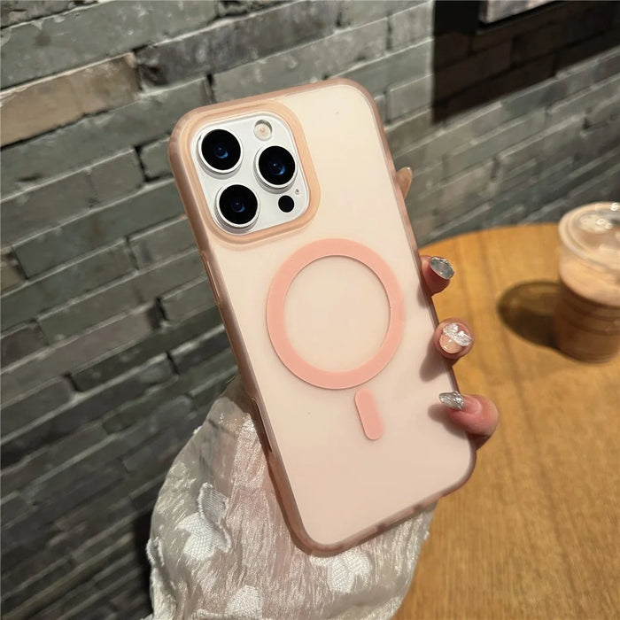 For iPhone 16 Pro Phone Case Compatible with MagSafe TPU PC Skin-Feel Phone Back Cover - Pink - 2