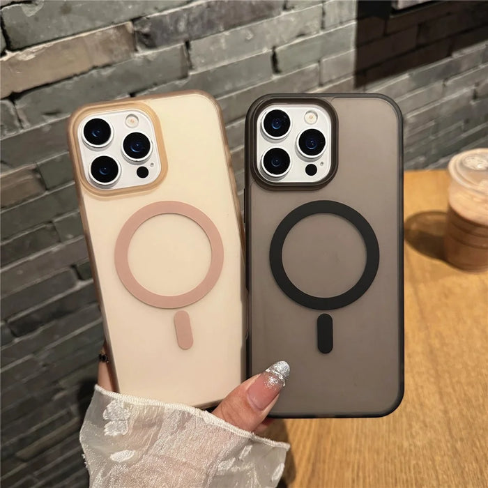 For iPhone 16 Pro Phone Case Compatible with MagSafe TPU PC Skin-Feel Phone Back Cover - Pink - 3