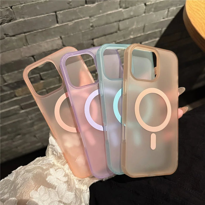 For iPhone 16 Pro Phone Case Compatible with MagSafe TPU PC Skin-Feel Phone Back Cover - Pink - 6