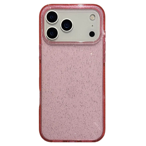 For iPhone 17 Pro Max Case 2.0MM TPU PC Glitter Protective Phone Back Cover - Transparent Pink - 1