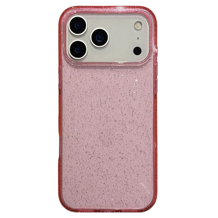 For iPhone 17 Pro Max Case 2.0MM TPU PC Glitter Protective Phone Back Cover - Transparent Pink - 1