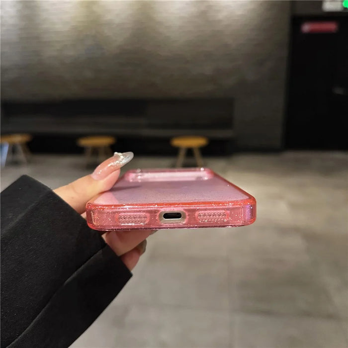 For iPhone 17 Pro Case 2.0MM Thick Starlight Glitter Protective Cover Shockproof TPU PC Hybrid - Transparent Pink - 3