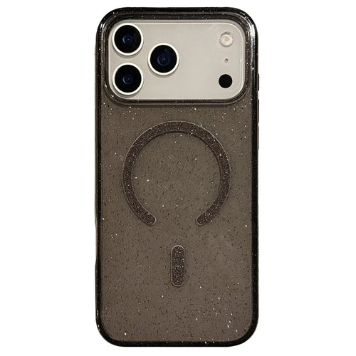 For iPhone 17 Pro Max Case with Kickstand Compatible with MagSafe 2.0MM TPU PC Glitter Phone Cover - Transparent Black - 1