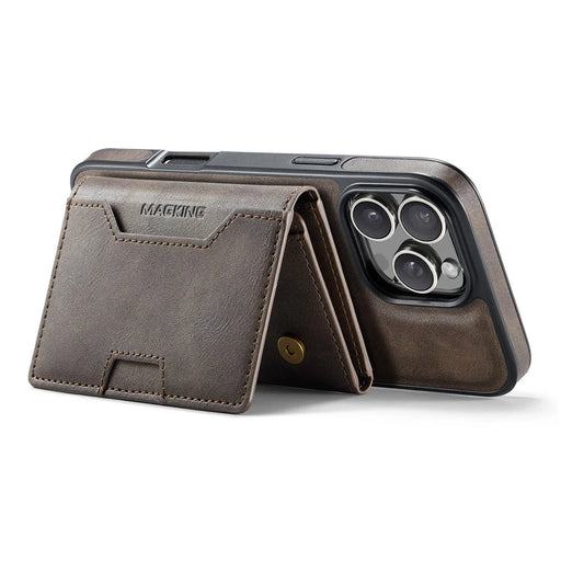 MAGKING K4 Series For iPhone 16 Pro Case Compatible with MagSafe Detachable Wallet PU TPU PC Phone Cover - Coffee - 2