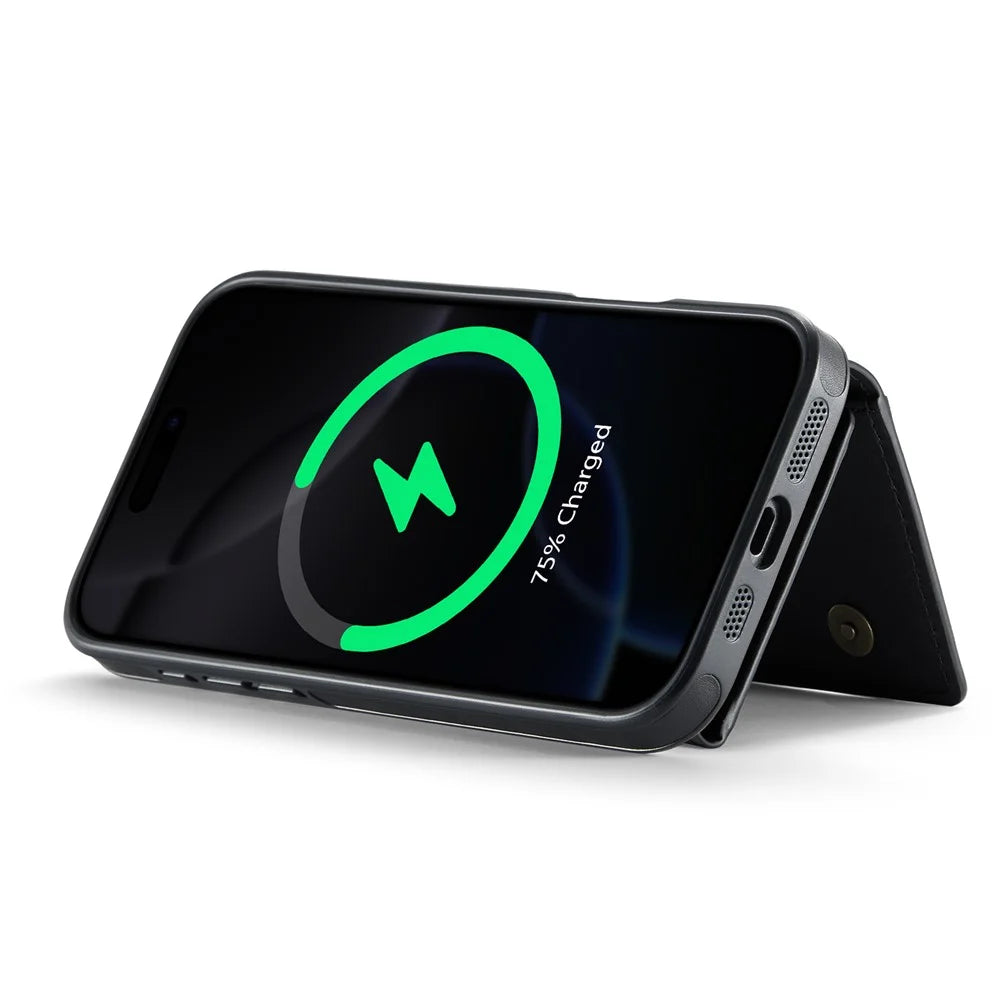 MAGKING K4 Series For iPhone 16 Pro Max Case Compatible with MagSafe Detachable Wallet PU TPU PC Phone Cover - Black - 2
