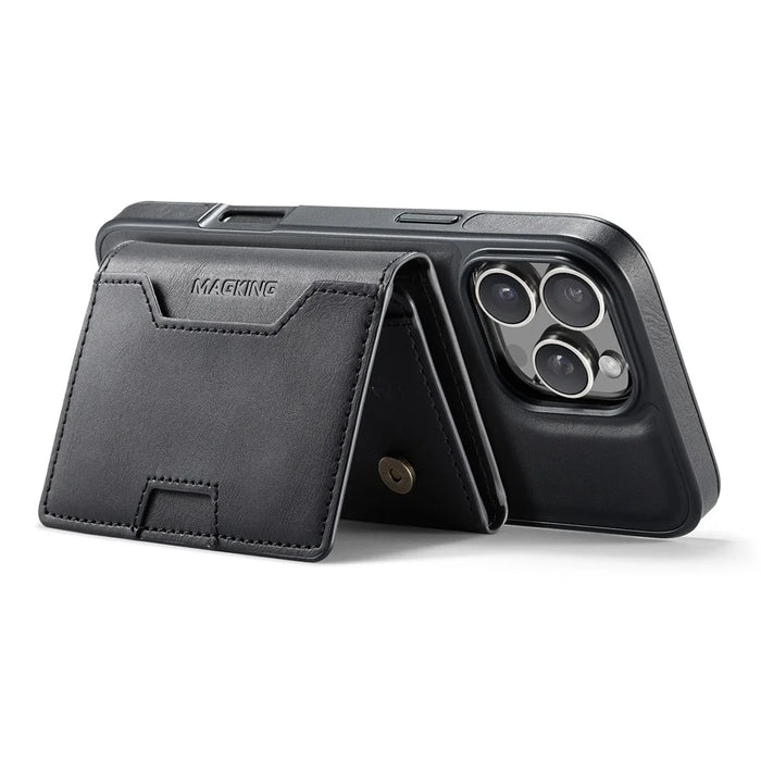 MAGKING K4 Series For iPhone 16 Pro Max Case Compatible with MagSafe Detachable Wallet PU TPU PC Phone Cover - Black - 3