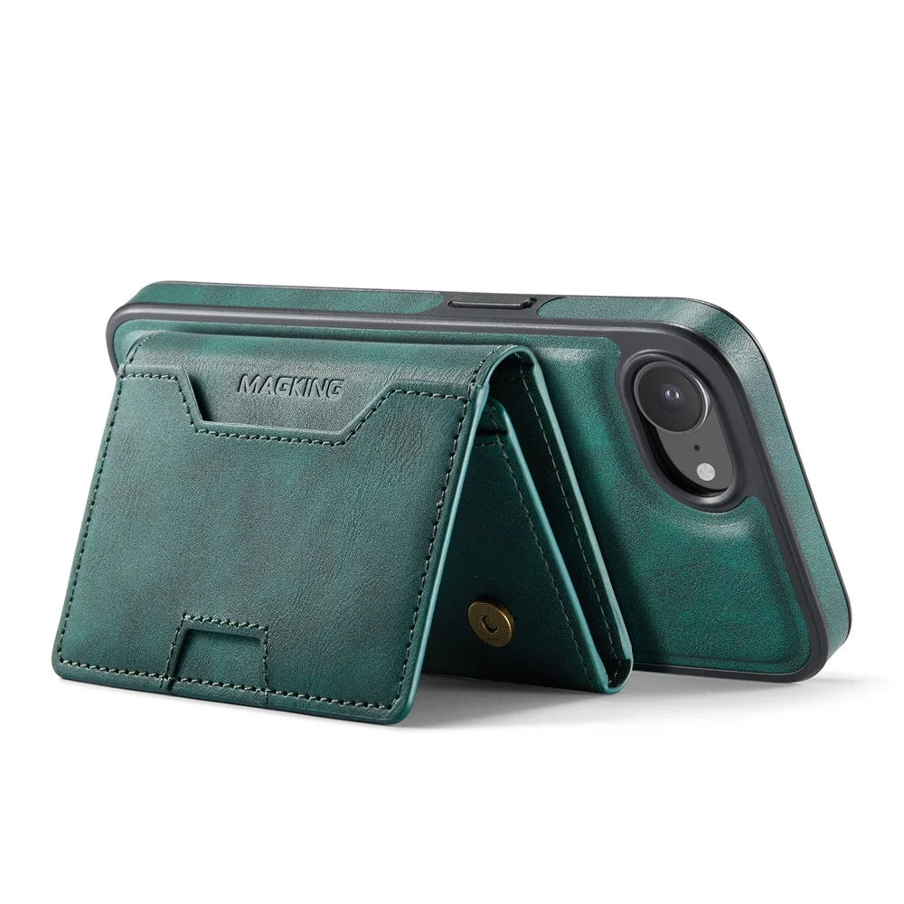 MAGKING K4 Series For iPhone 17e / 16e Case Compatible with MagSafe Detachable Wallet PU TPU PC Phone Cover - Green - 2