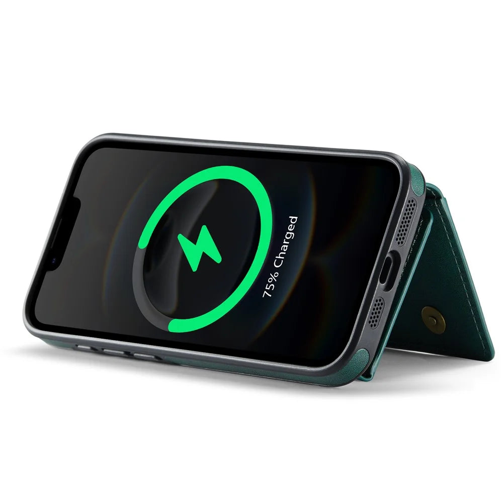 MAGKING K4 Series For iPhone 17e / 16e Case Compatible with MagSafe Detachable Wallet PU TPU PC Phone Cover - Green - 3