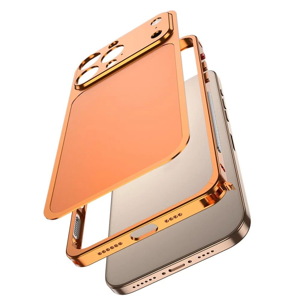DYONG For iPhone 16 Pro Case Kit Transform to 17 Pro Metal Frame + Back Panel Locking Buckle Phone Cover - Orange - 5
