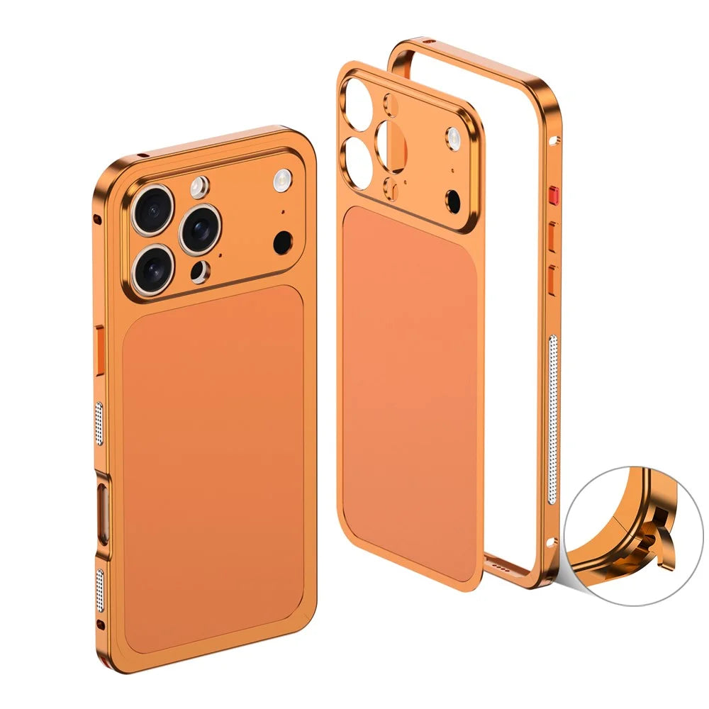 DYONG For iPhone 16 Pro Max Case Kit Transform to 17 Pro Max Metal Frame + Back Panel Locking Buckle Phone Cover - Orange - 1