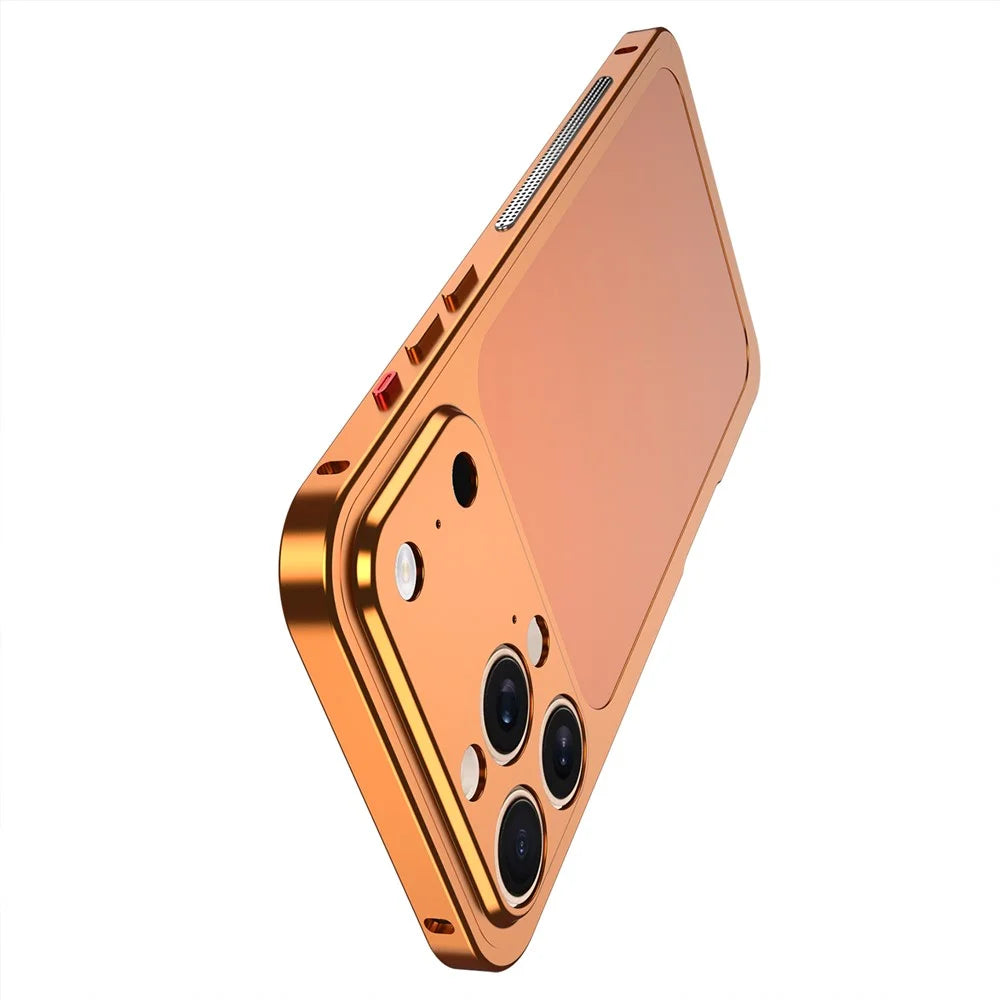DYONG For iPhone 16 Pro Max Case Kit Transform to 17 Pro Max Metal Frame + Back Panel Locking Buckle Phone Cover - Orange - 4