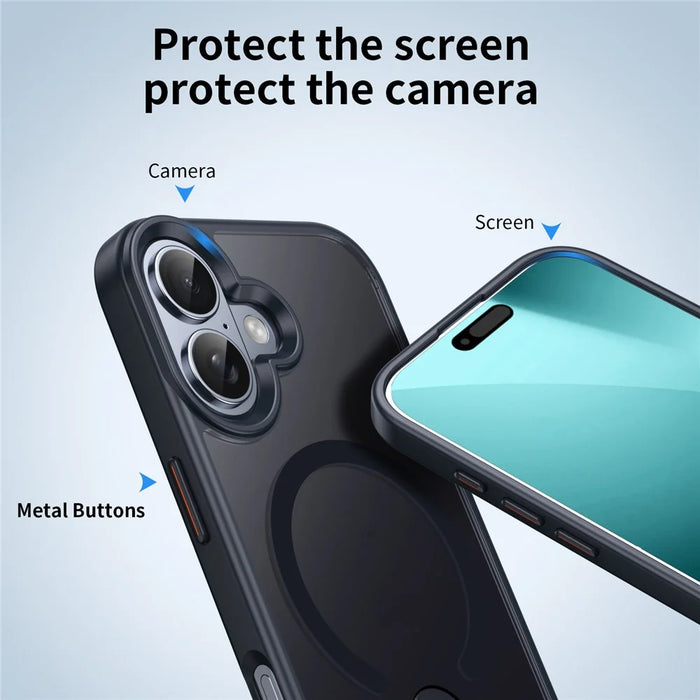 For iPhone 17 Case Compatible with MagSafe Rotating Straight Kickstand TPU + PC Matte Phone Cover - Grey - 4