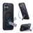 For iPhone 17 Case Compatible with MagSafe Rotating Straight Kickstand TPU + PC Matte Phone Cover - Grey - 6