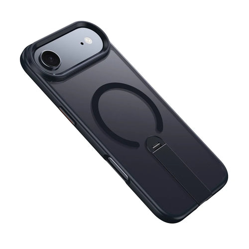 For iPhone Air Case Compatible with MagSafe Rotating Straight Kickstand TPU + PC Matte Phone Cover - Black - 1