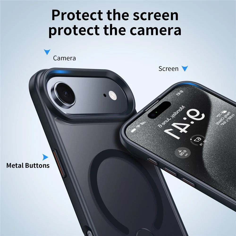 For iPhone Air Case Compatible with MagSafe Rotating Straight Kickstand TPU + PC Matte Phone Cover - Black - 4