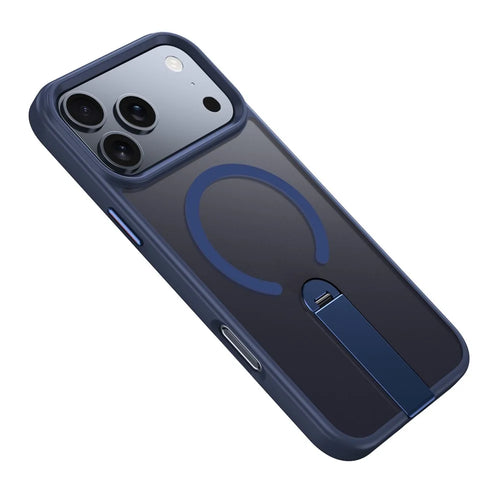 For iPhone 17 Pro Case Compatible with MagSafe Rotating Straight Kickstand TPU + PC Matte Phone Cover - Blue - 1