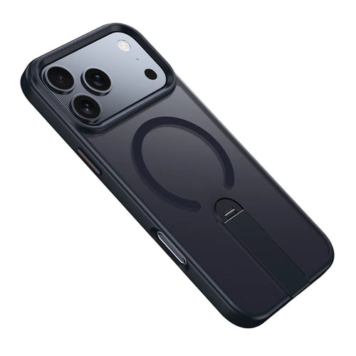 For iPhone 17 Pro Max Case Compatible with MagSafe Rotating Straight Kickstand TPU + PC Matte Phone Cover - Black - 1