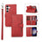 For Samsung Galaxy S26+ Case Split Leather Magnetic Wallet Phone Protector with Wrist Strap - Red - 1