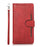 For Samsung Galaxy S26+ Case Split Leather Magnetic Wallet Phone Protector with Wrist Strap - Red - 6