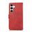 For Samsung Galaxy S26+ Case Split Leather Magnetic Wallet Phone Protector with Wrist Strap - Red - 7