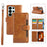 For Samsung Galaxy S26 Ultra Case Split Leather Magnetic Wallet Phone Protector with Wrist Strap - Brown - 1
