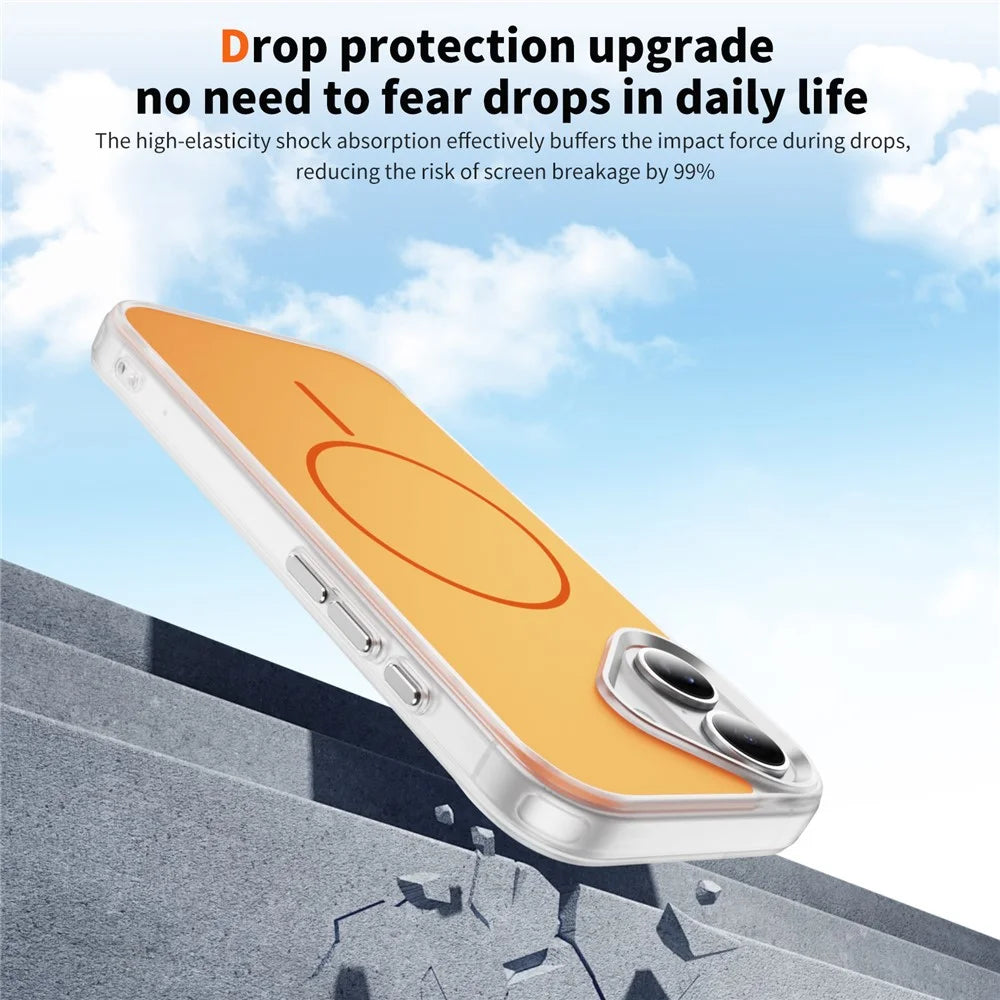 For iPhone 17 Case Compatible with MagSafe Skin Touch TPU PC Phone Back Cover - Orange - 2