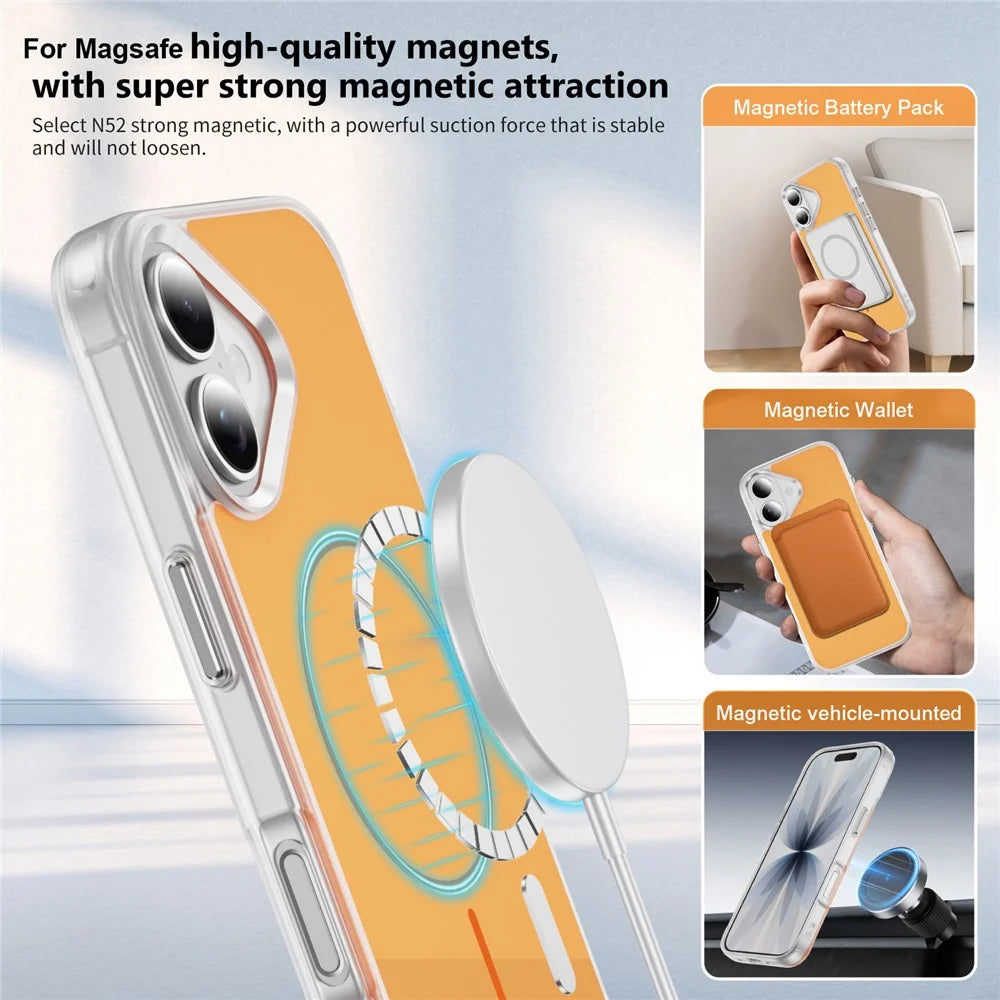 For iPhone 17 Case Compatible with MagSafe Skin Touch TPU PC Phone Back Cover - Orange - 3