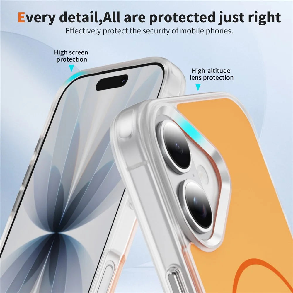 For iPhone 17 Case Compatible with MagSafe Skin Touch TPU PC Phone Back Cover - Orange - 4
