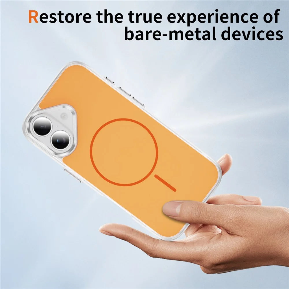 For iPhone 17 Case Compatible with MagSafe Skin Touch TPU PC Phone Back Cover - Orange - 7