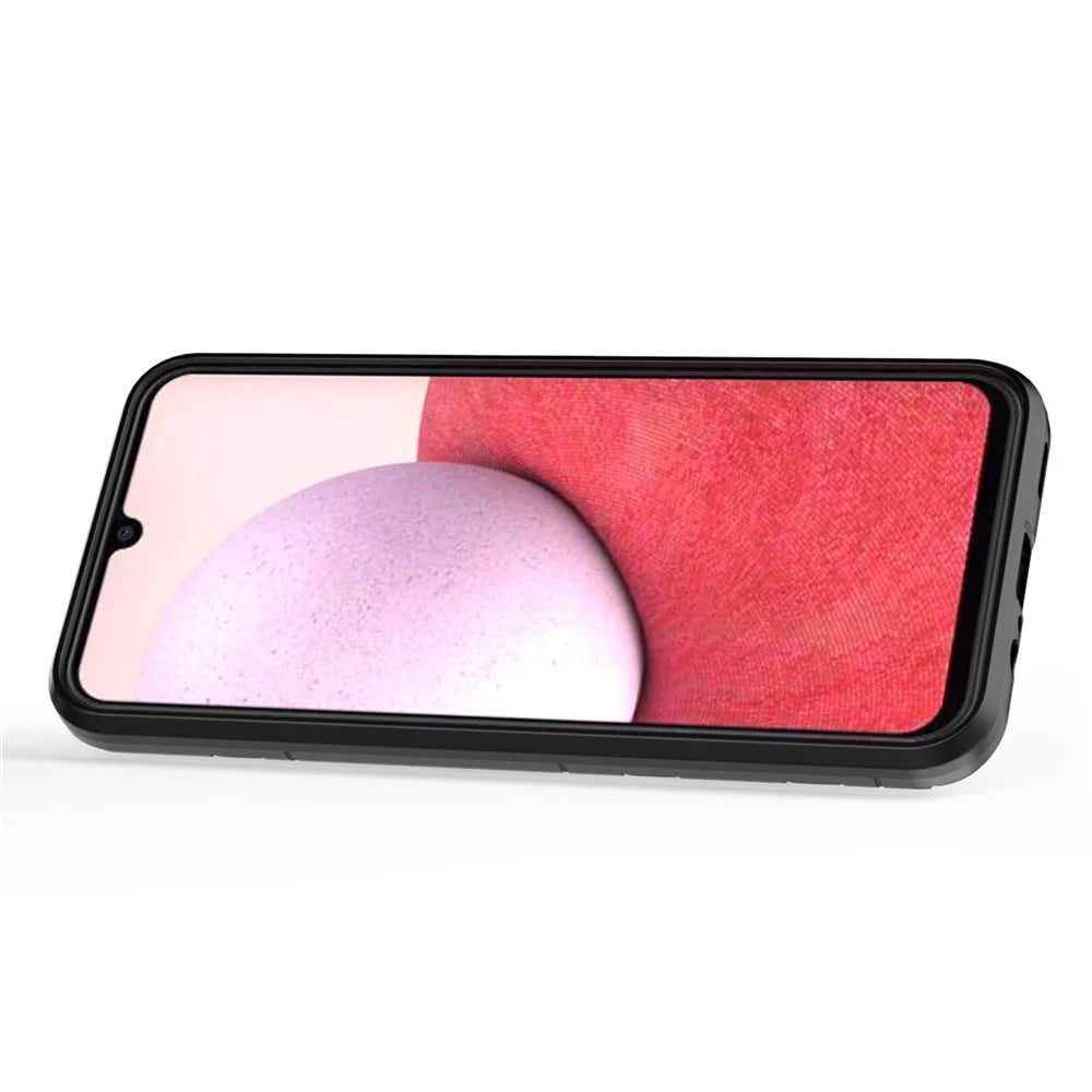 For Samsung Galaxy A14 5G / A14 4G Armor Shockproof Hard PC Soft TPU Ring Holder Kickstand Phone Case Protective Cover - Black - 3