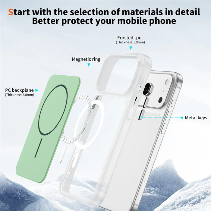 For iPhone 18 Pro / 17 Pro Case Compatible with MagSafe Skin Touch TPU PC Phone Back Cover - Green - 4