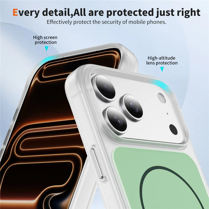For iPhone 18 Pro / 17 Pro Case Compatible with MagSafe Skin Touch TPU PC Phone Back Cover - Green - 7