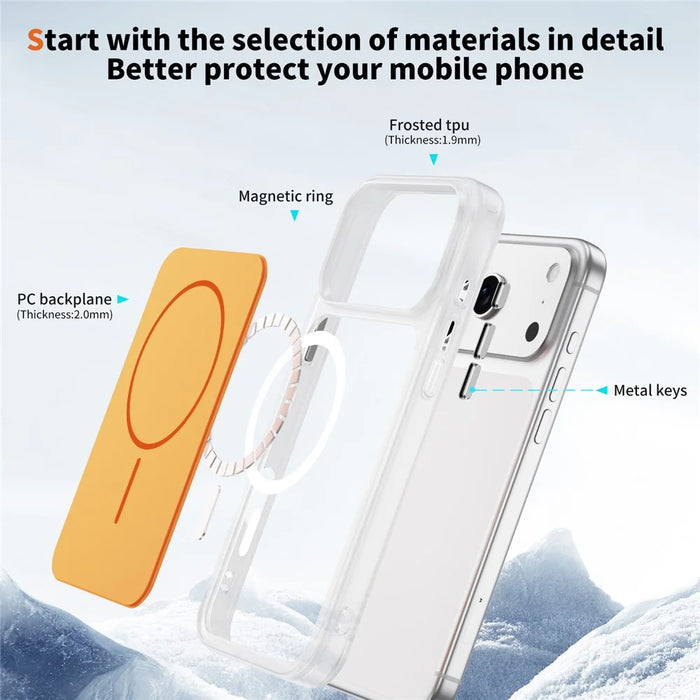 For iPhone 18 Pro Max / 17 Pro Max Case Compatible with MagSafe Skin Touch TPU PC Phone Back Cover - Orange - 5