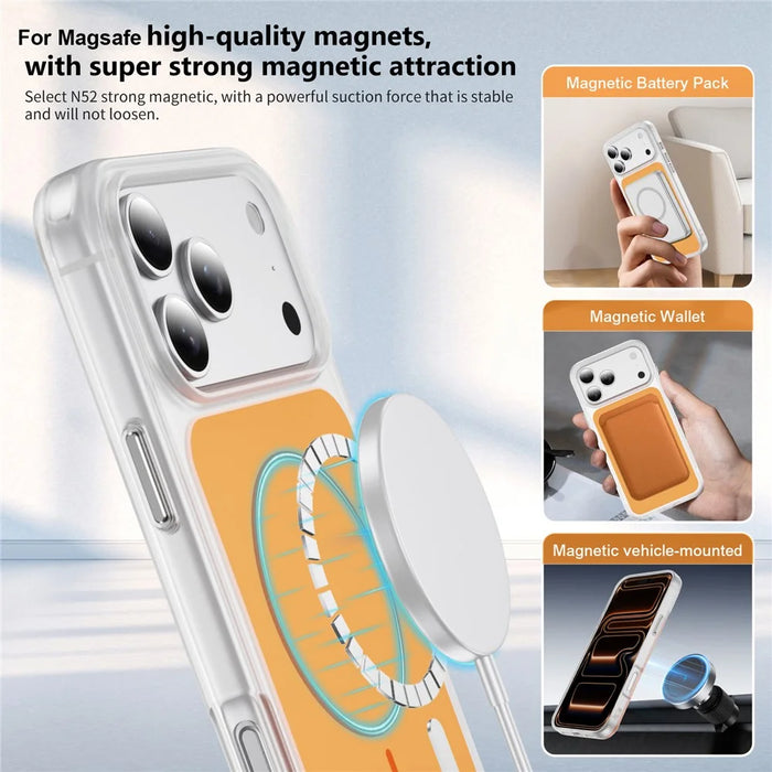 For iPhone 18 Pro Max / 17 Pro Max Case Compatible with MagSafe Skin Touch TPU PC Phone Back Cover - Orange - 7